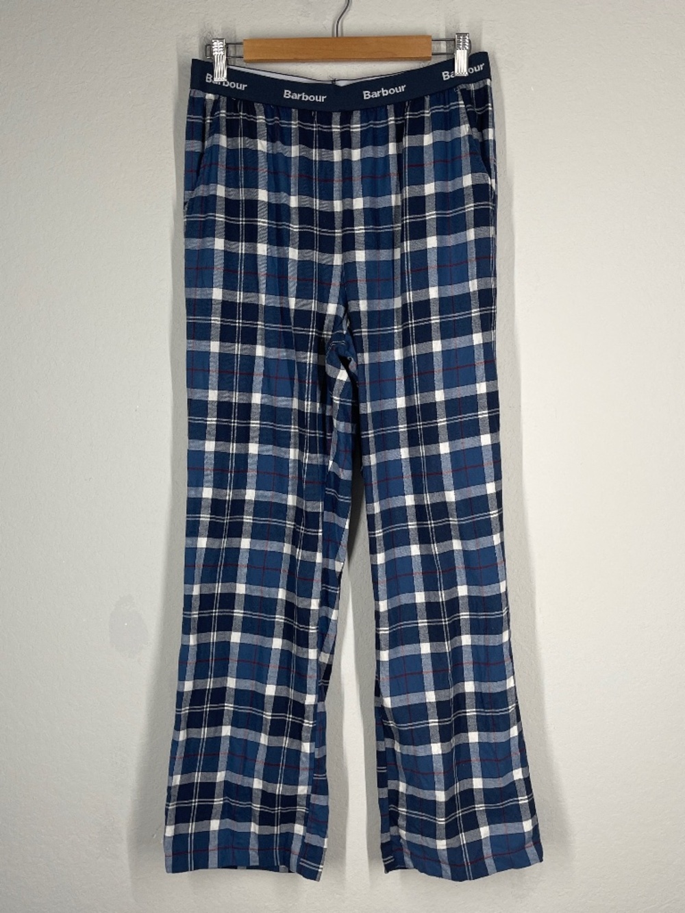 Barbour Men's Size M Pajama Pants Plaid Blue Sleepwear Lounge Elastic Waist